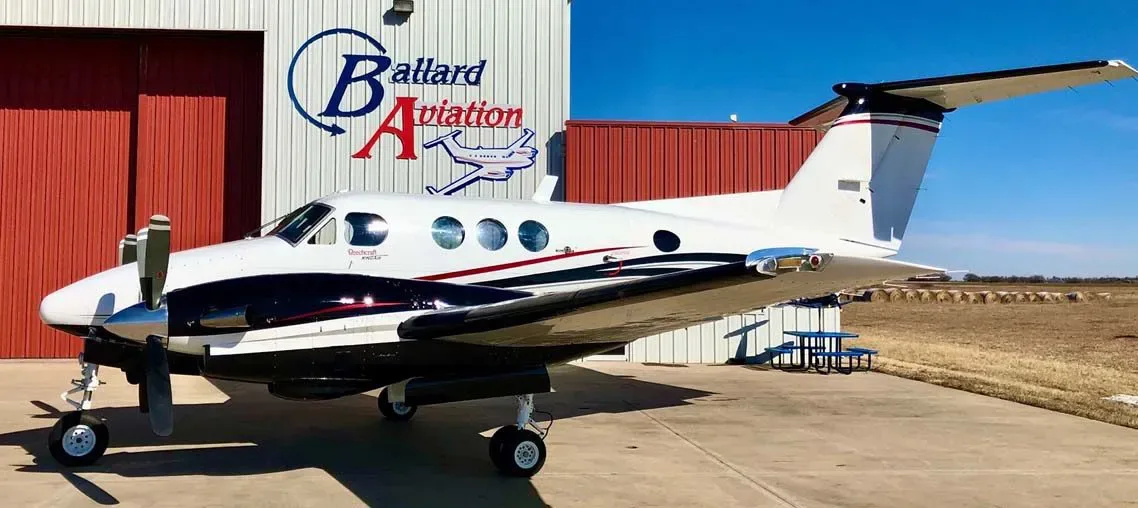 Cabin interior of a 1982 Beechcraft King Air F90 Blackhawk -135A’s Raisbeck.