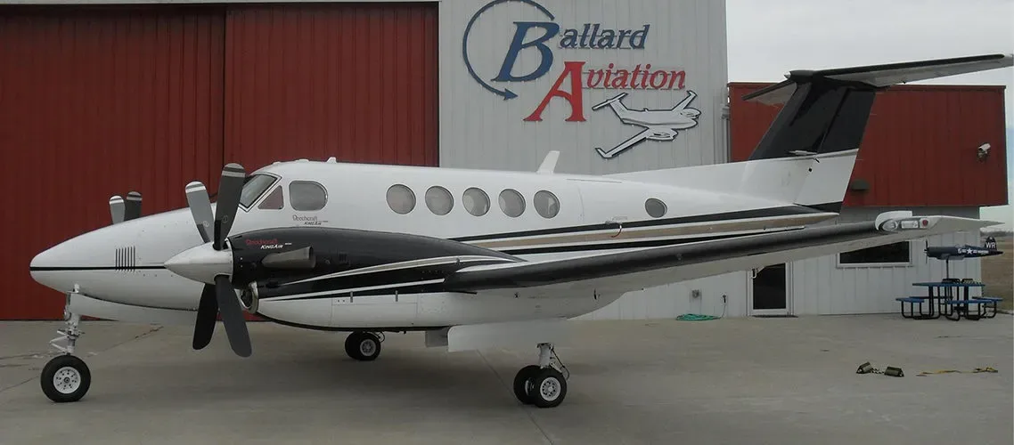 Cabin interior of a 1985 Beechcraft King Air B200 -42’s Garmin G500W Raisbeck.