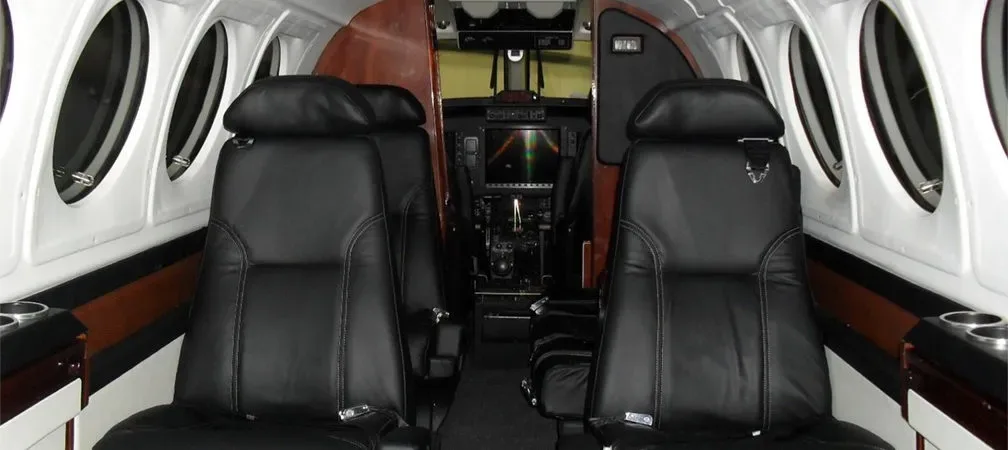 Cabin interior of a 1997 Beechcraft King Air B200.