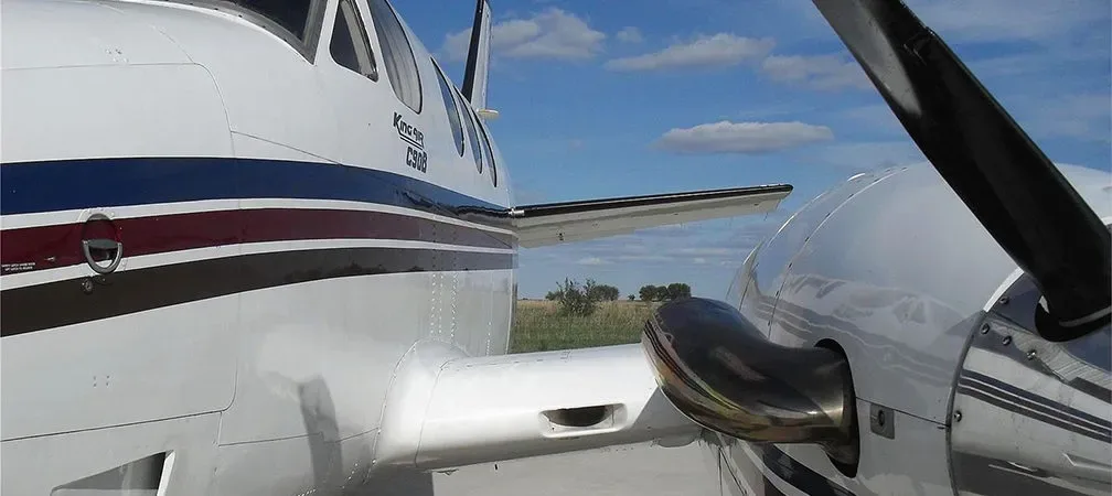 Engine detail of a 1997 Beechcraft KING AIR C90B.
