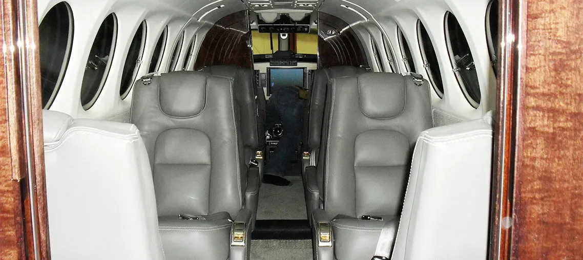 Cabin interior of a 2003 Beechcraft King Air 350 New Blackhawk XP67A’s New MT 5 Bladed Props Garmin G1000 NXI.