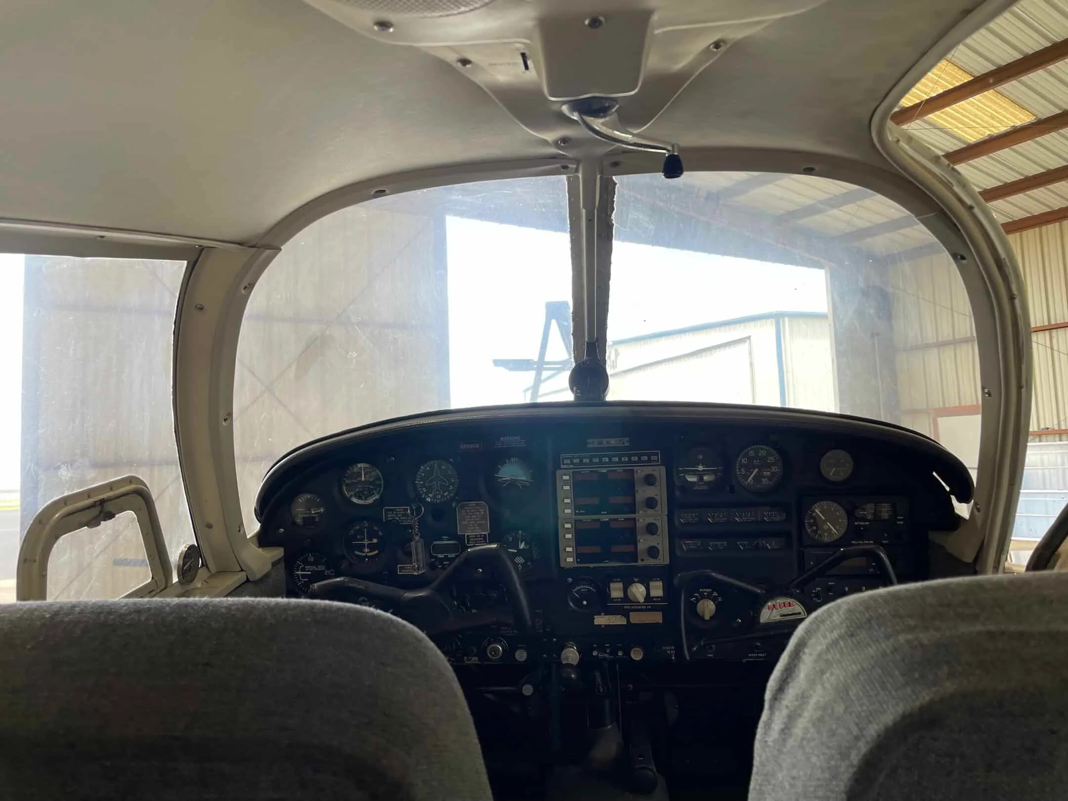 Cockpit and instrument panel of a 1964 Piper Cherokee 235.