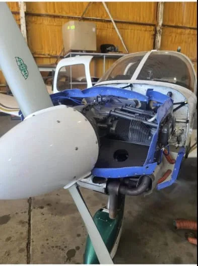 Engine detail of a 1965 Piper Cherokee 180.