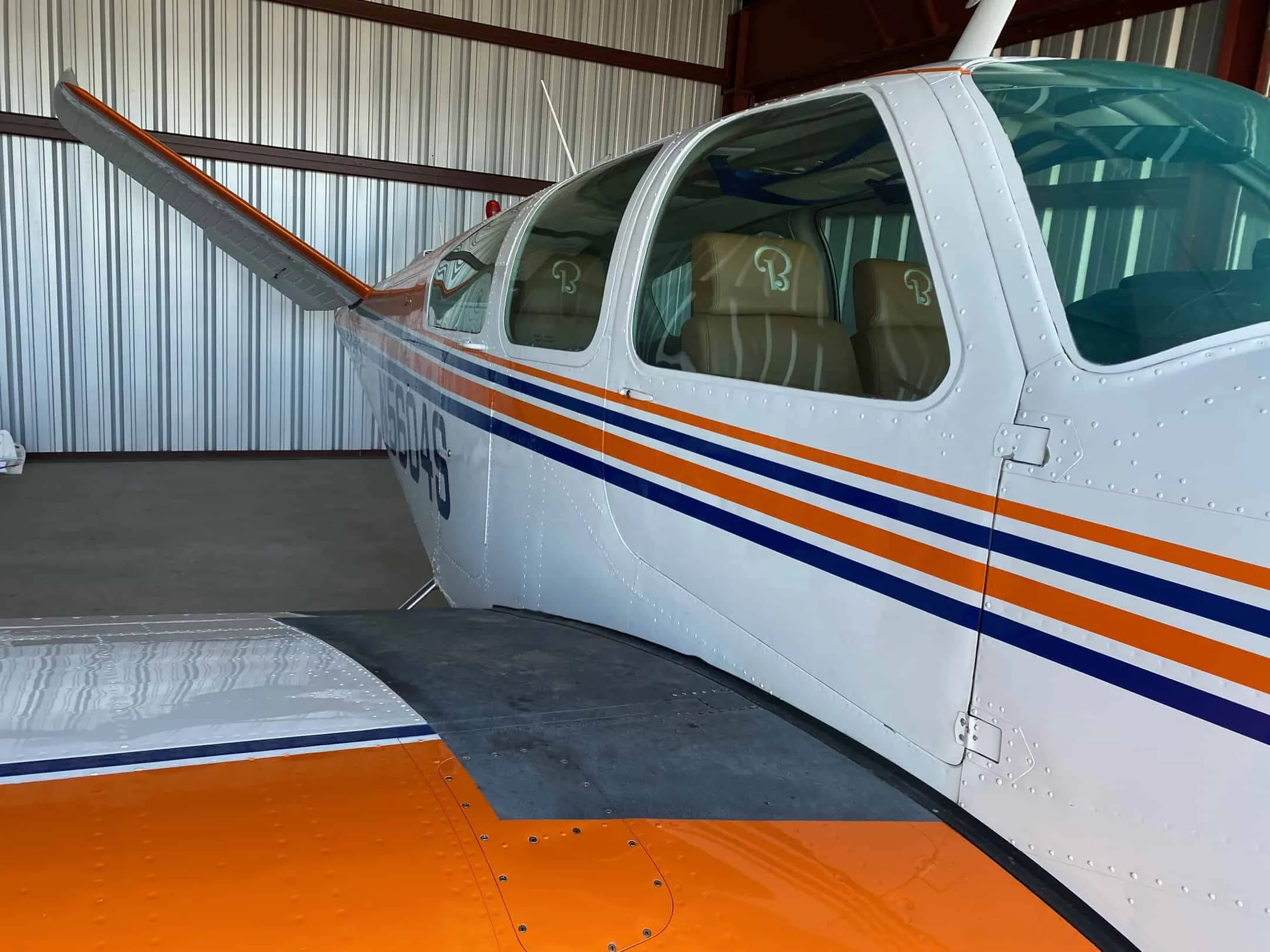 Cockpit and instrument panel of a 1966 Beech V35 Bonanza.