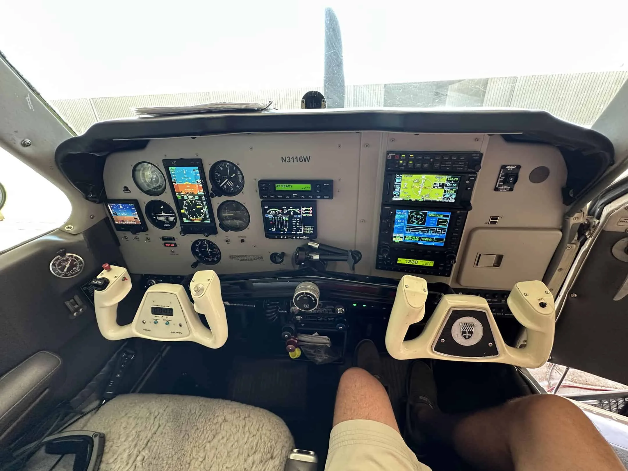Cockpit and instrument panel of a 1973 Beechcraft A36.