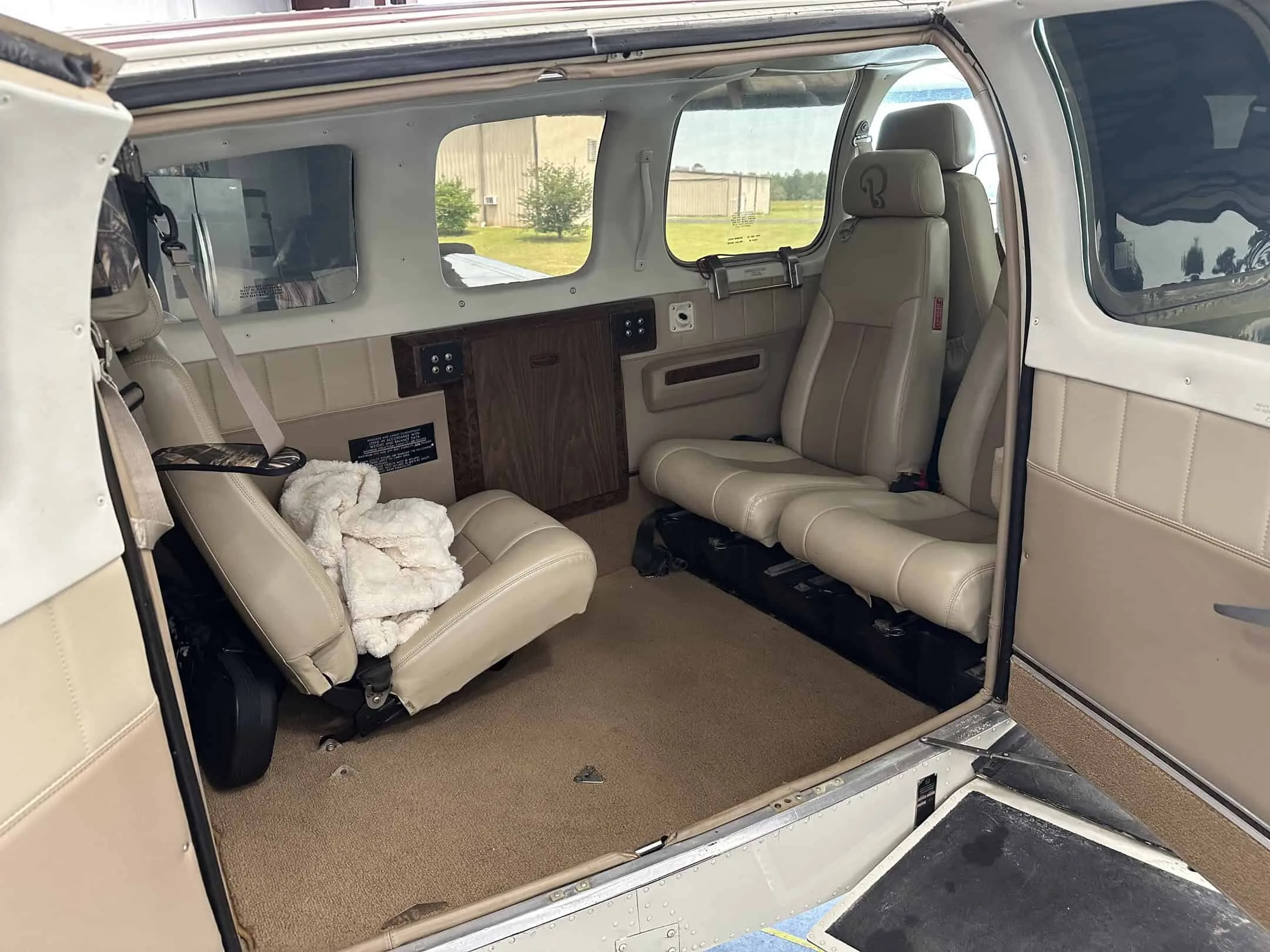 Cabin interior of a 1978 Beechcraft A36.