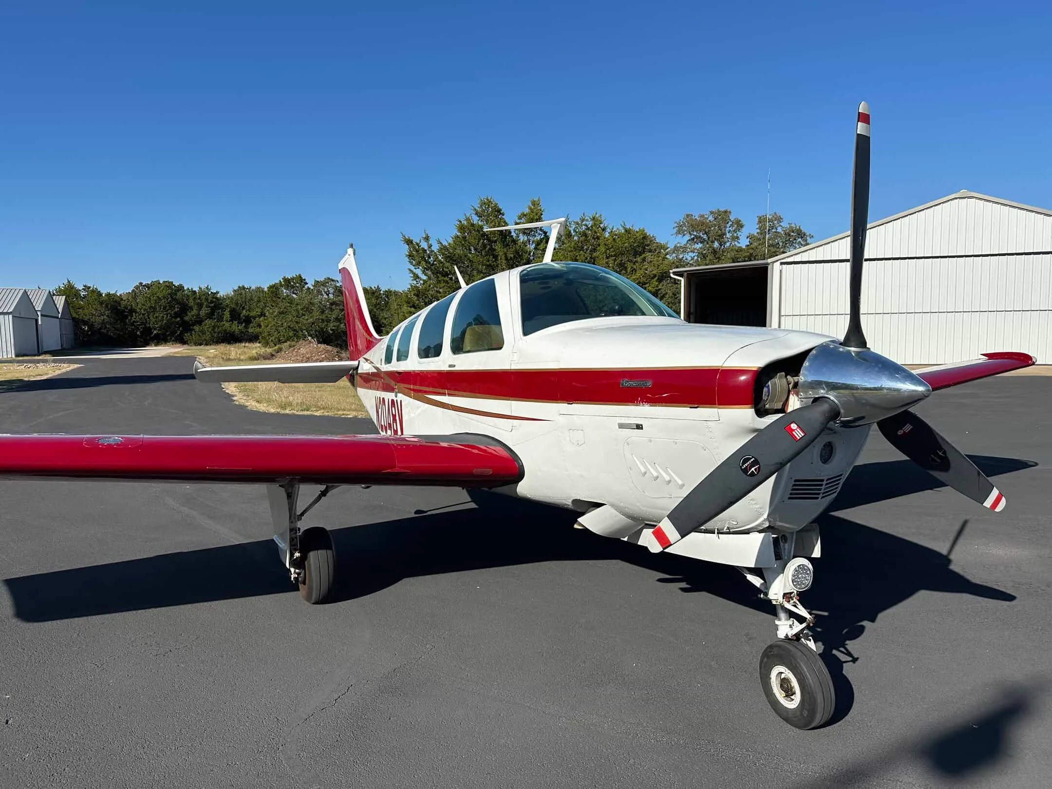 Exterior view of a 1978 Beech A36 Bonanza.