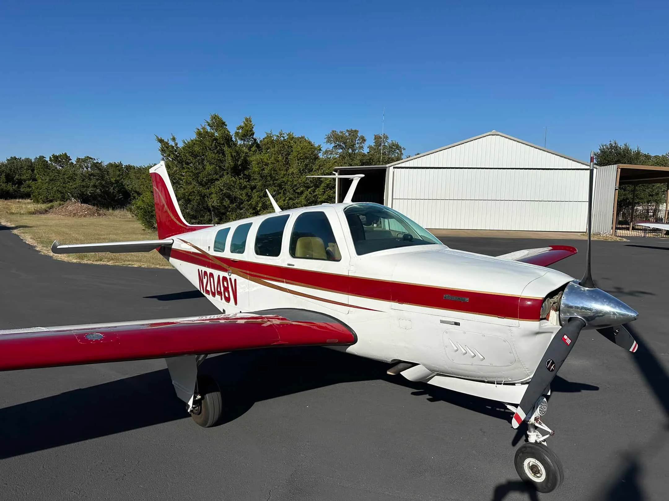 Exterior view of a 1978 Beech A36 Bonanza.