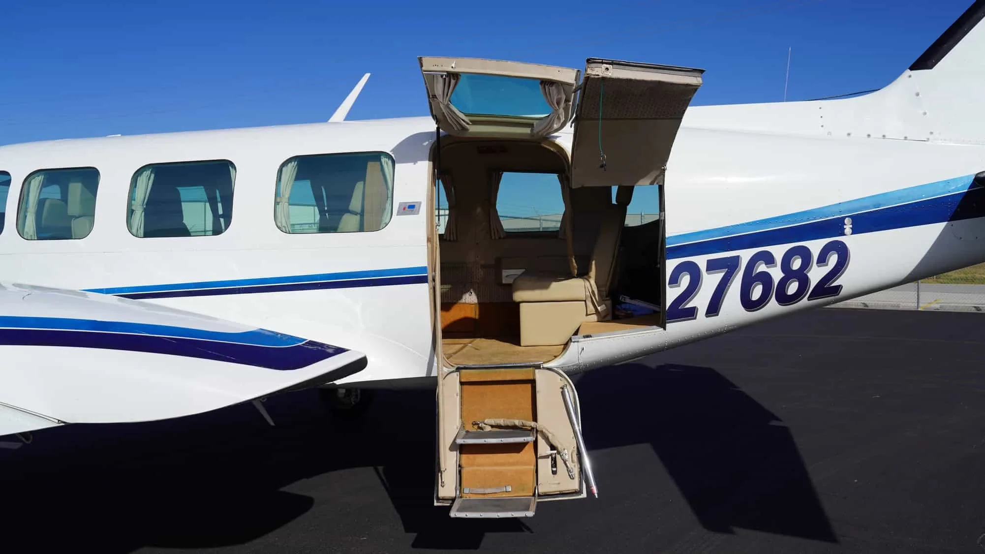 Cabin interior of a 1978 Piper Navajo Chieftain.