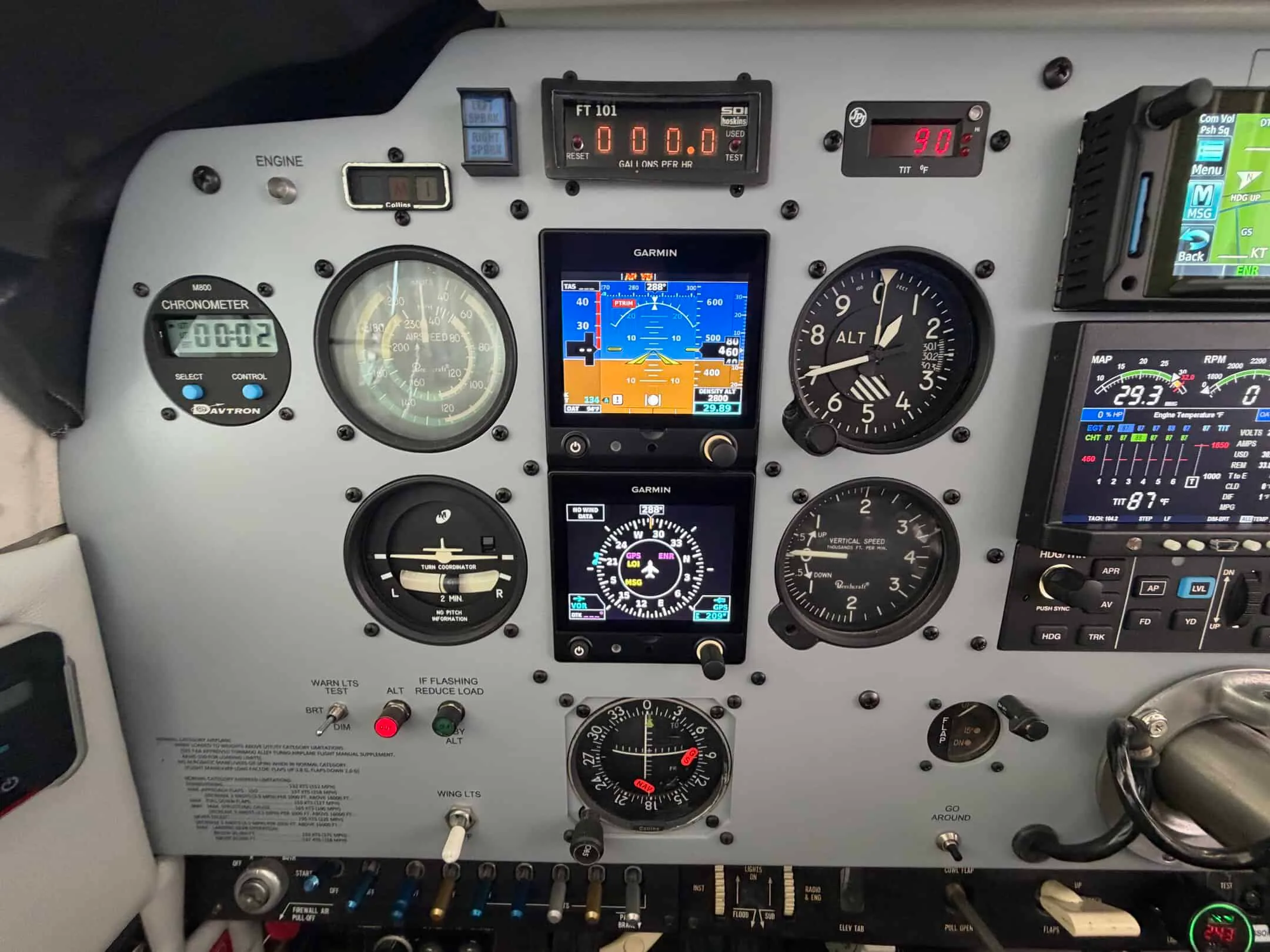 Avionics suite of a 1979 Beech F33A With TN & FTA Airconditioning.