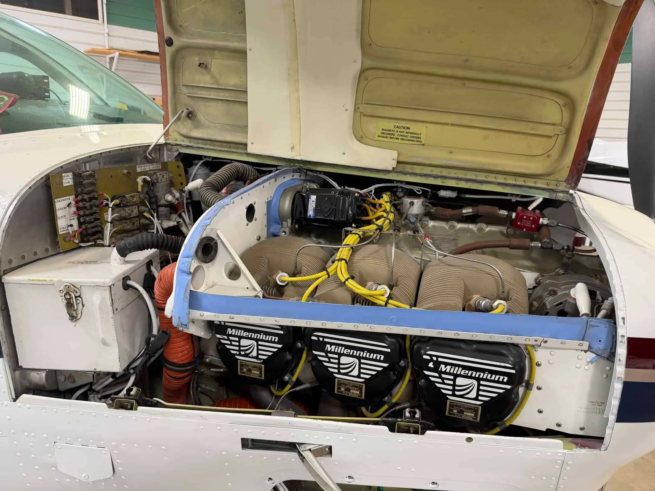 Cockpit and instrument panel of a 1984 Beech A36 Bonanza.