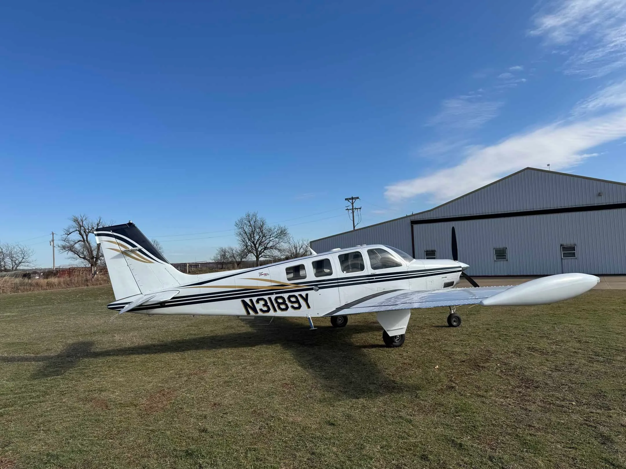 Exterior view of a 2000 Beech Bonanza TN A36.