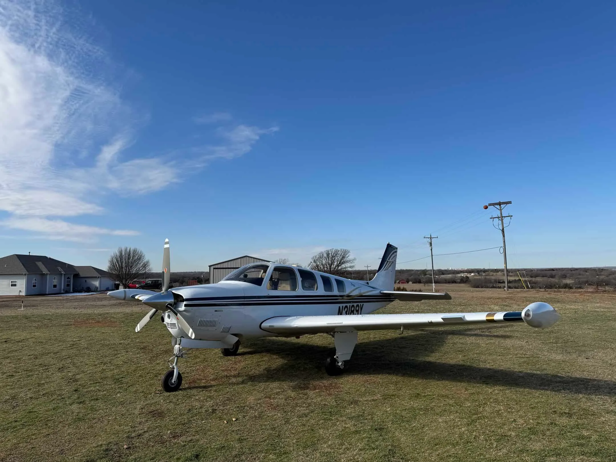 Exterior view of a 2000 Beech Bonanza TN A36.