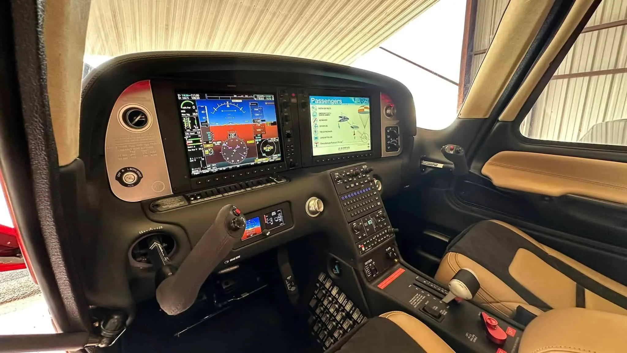 Cockpit and instrument panel of a 2023 Cirrus SR22T G6 GTS.