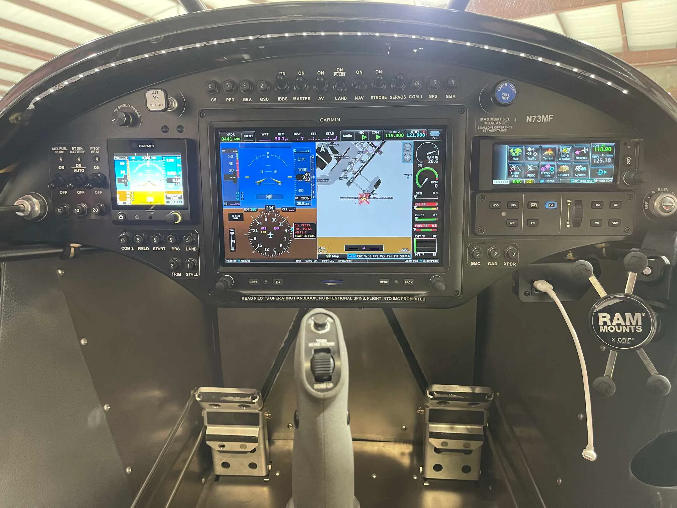 Cockpit and instrument panel of a 2024 CubCrafters XCub.