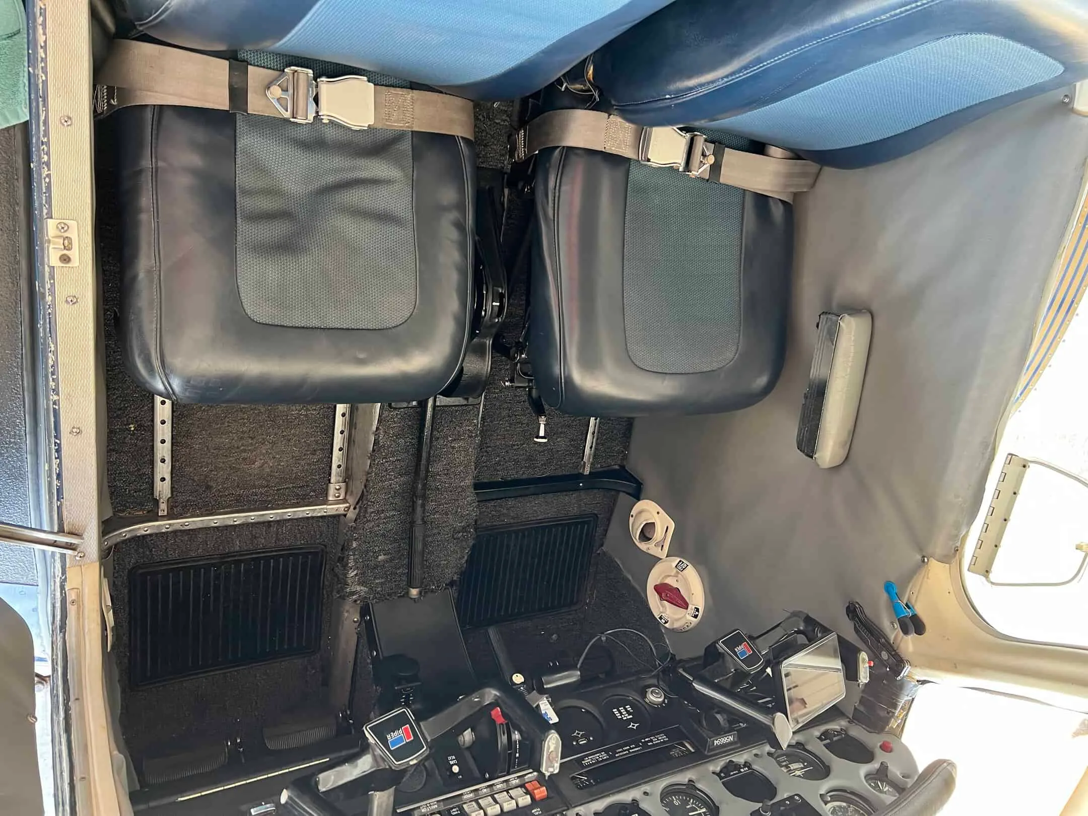 Cabin interior of a Piper Cherokee 140.