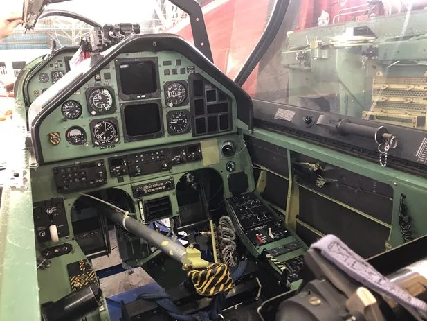 Cockpit and instrument panel of a 1990 Pilatus PC-9/A.
