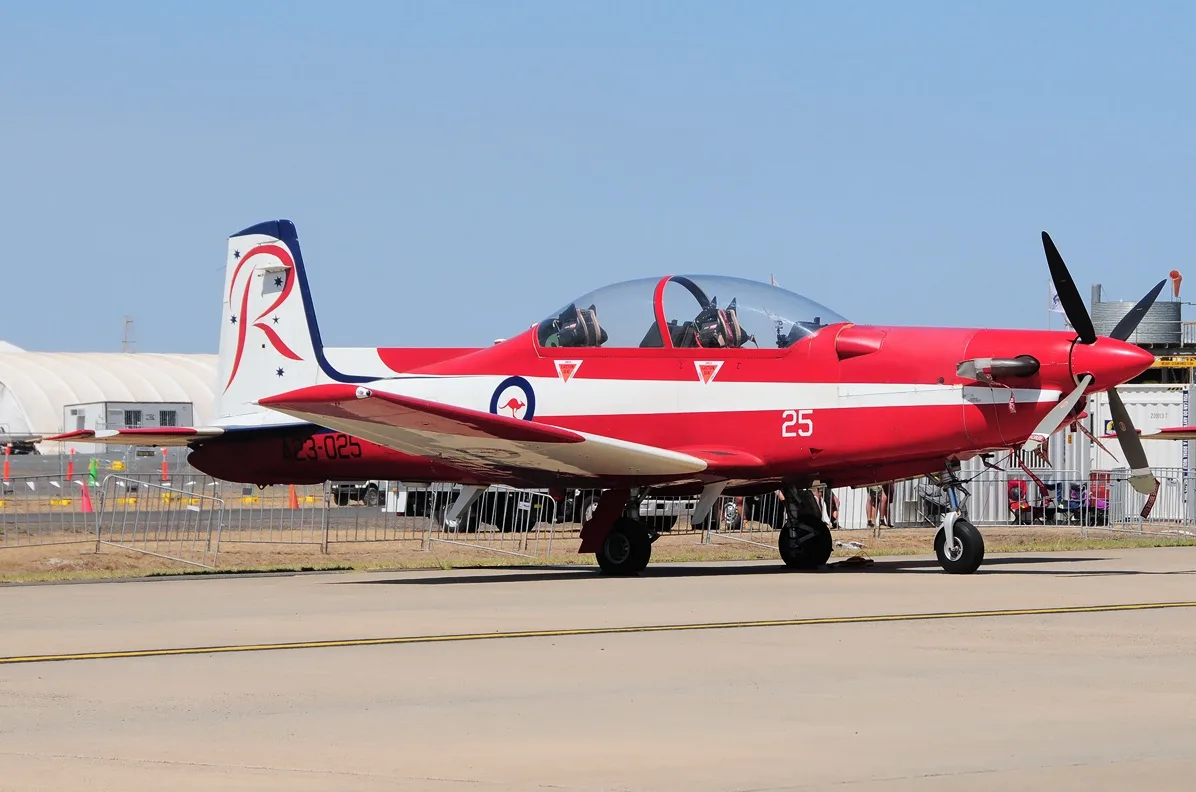 Exterior view of a 1990 Pilatus PC-9/A.