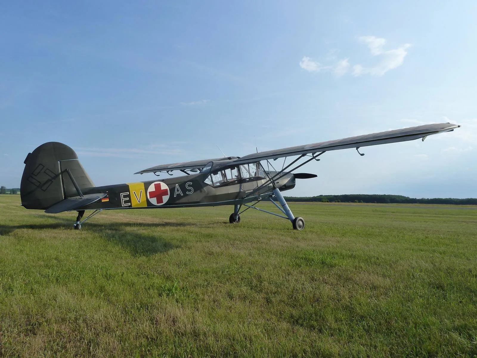 Exterior view of a 1944 Fieseler Fi 156 D-2 "Storch".