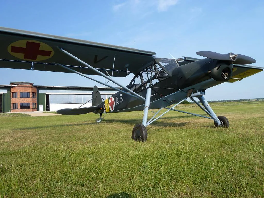 Exterior view of a 1944 Fieseler Fi 156 D-2 "Storch".