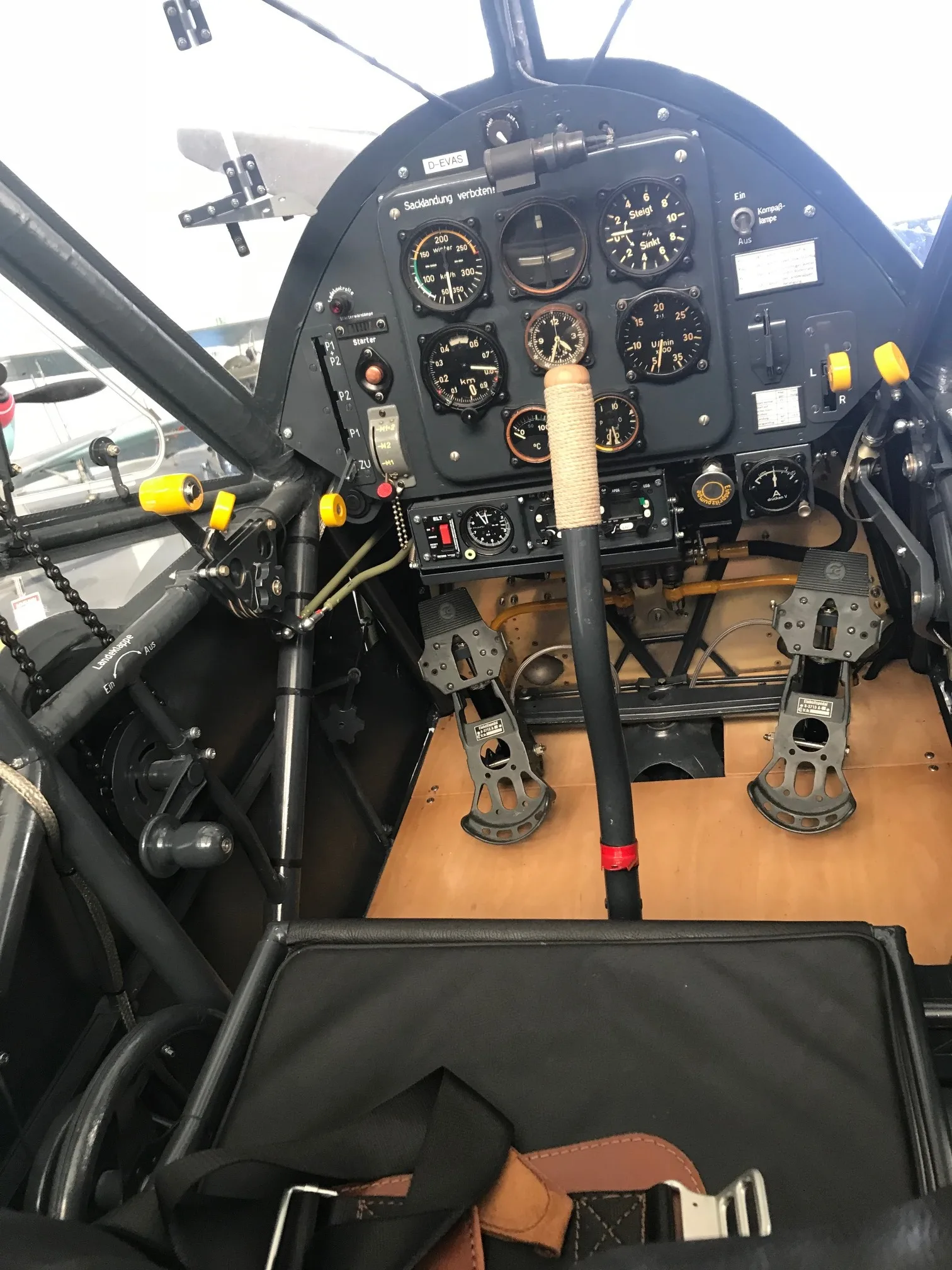 Cockpit and instrument panel of a 1944 Fieseler Fi 156 D-2 "Storch".