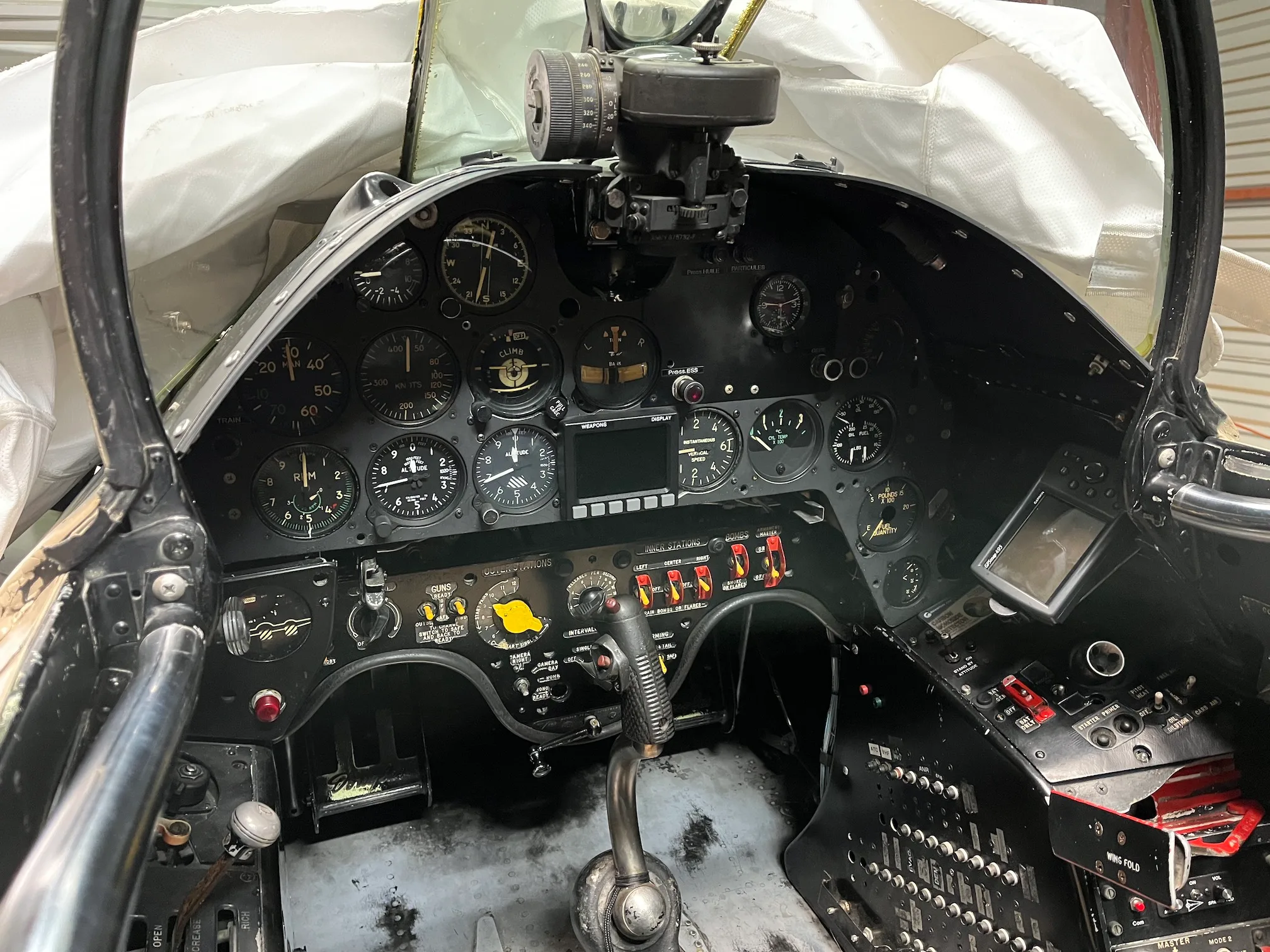 Cockpit and instrument panel of a 1951 Douglas AD-4 SKYRAIDER.