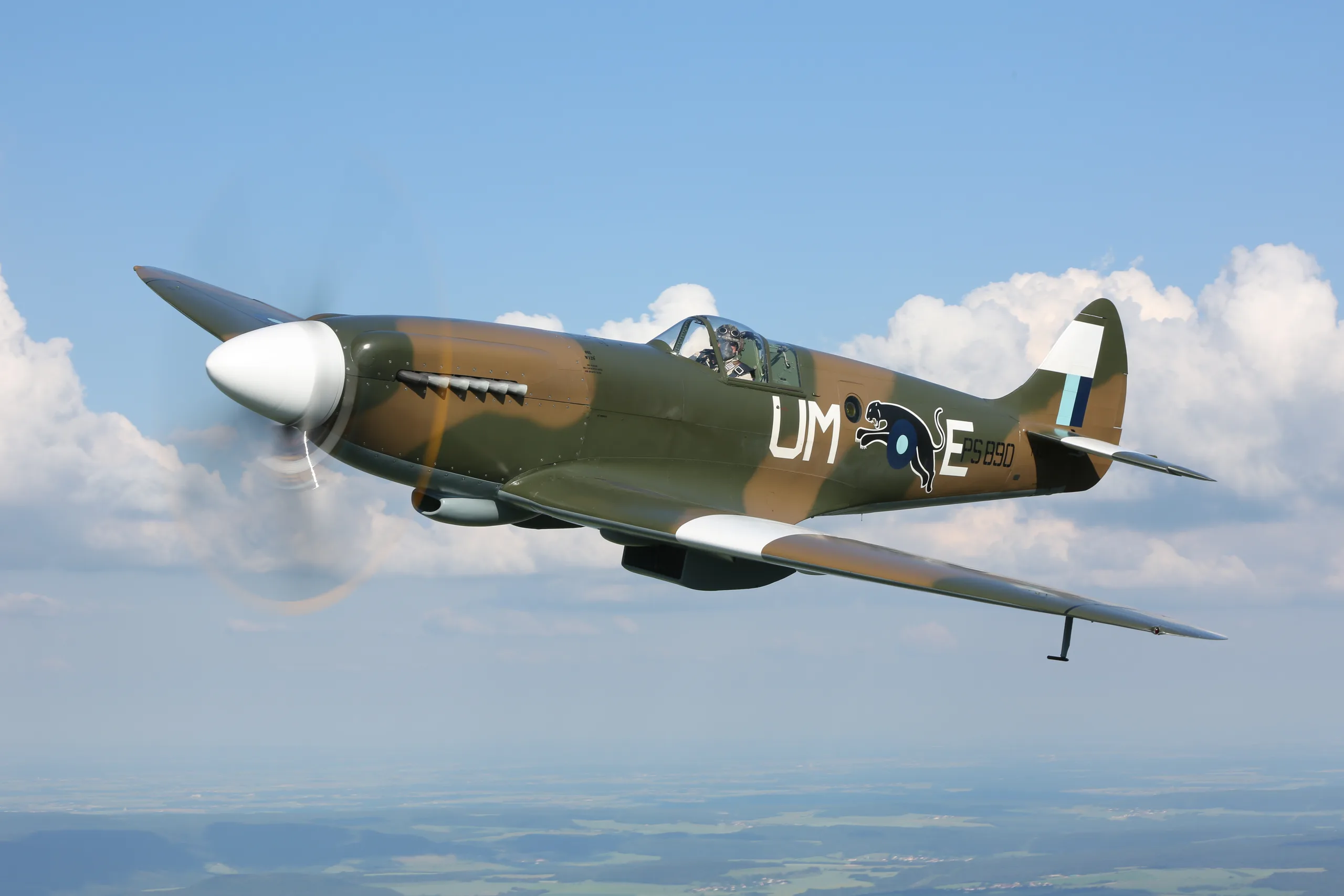 Marketing image of a 1945 Vickers Spitfire MK XIX.