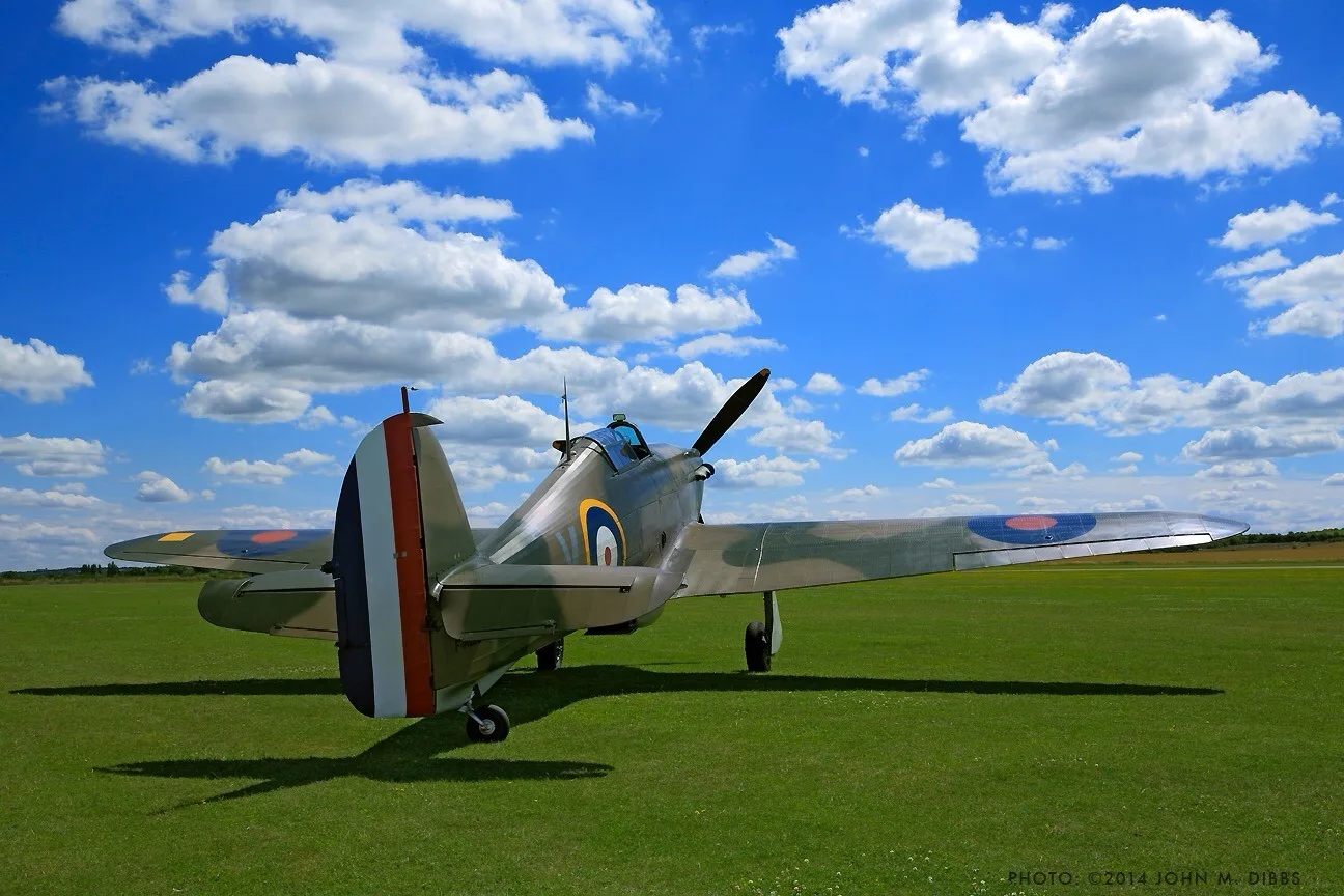 Exterior view of a 1940 Hawker Hurricane MK II A.