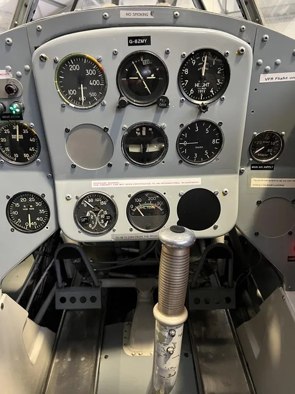Cockpit and instrument panel of a 1952 Yakovlev Yak-11.