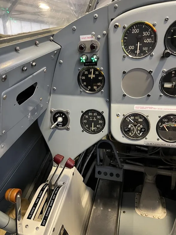 Cockpit and instrument panel of a 1952 Yakovlev Yak-11.