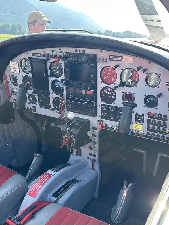 Cockpit and instrument panel of a 1966 Marchetti.