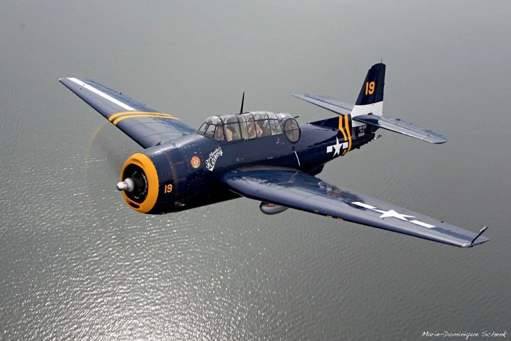 Marketing image of a 1945 Grumman TBM-3E Avenger.