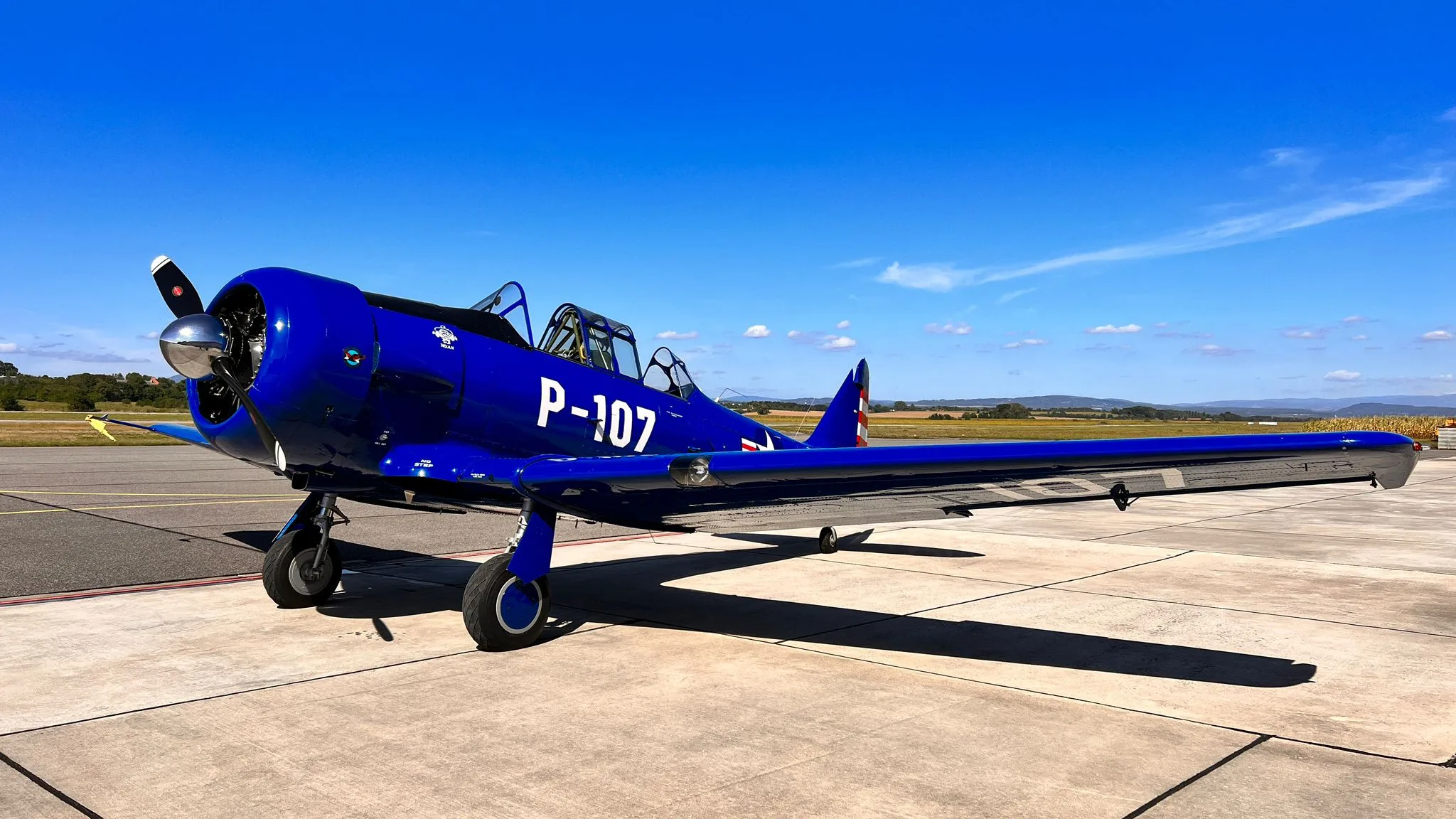 Exterior view of a 1943 North American, AT-6D.