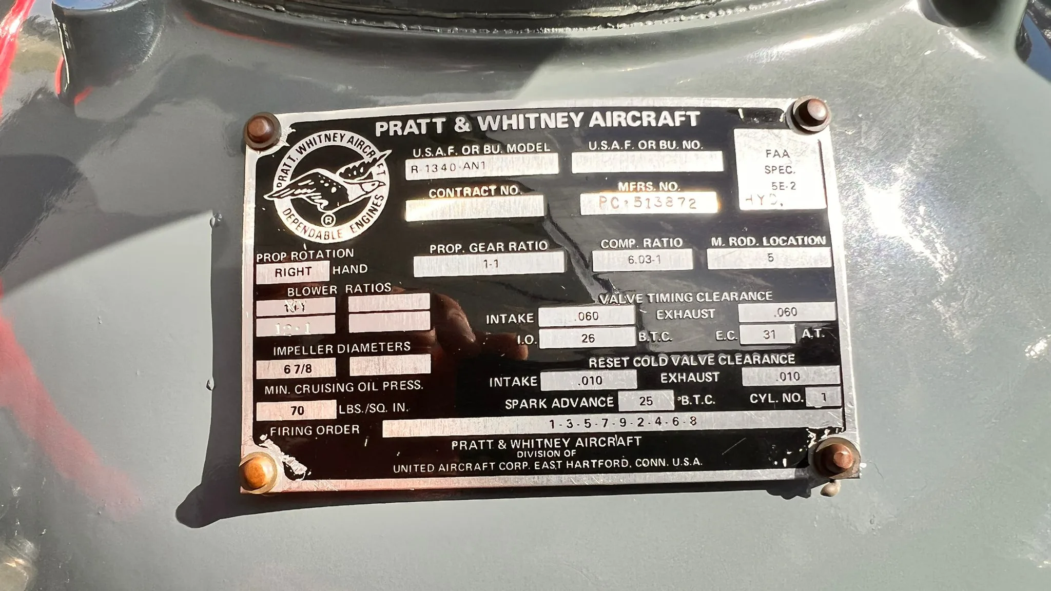 Specification or layout diagram for a 1943 North American.