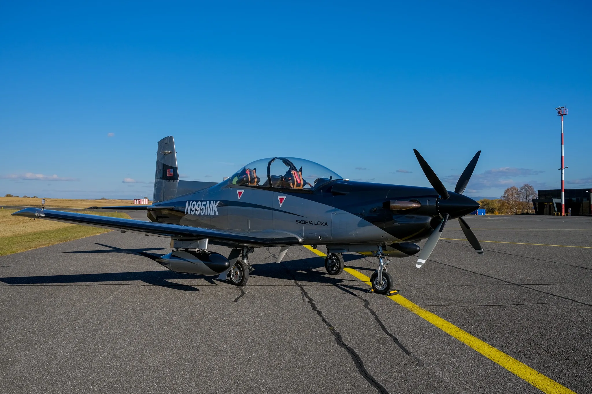 Exterior view of a 1990 Pilatus, PC-9.