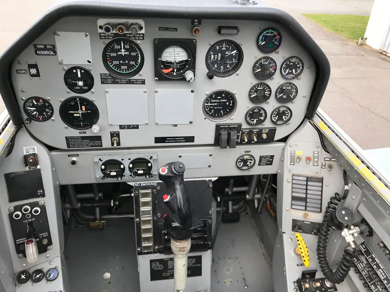 Cockpit and instrument panel of a 1978 Pilatus.