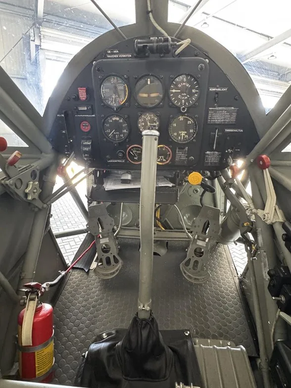 Cockpit and instrument panel of a 1943 Fieseler Fi-156 "Storch".