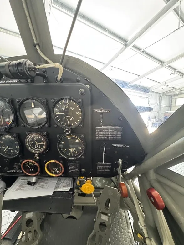 Cockpit and instrument panel of a 1943 Fieseler Fi-156 "Storch".