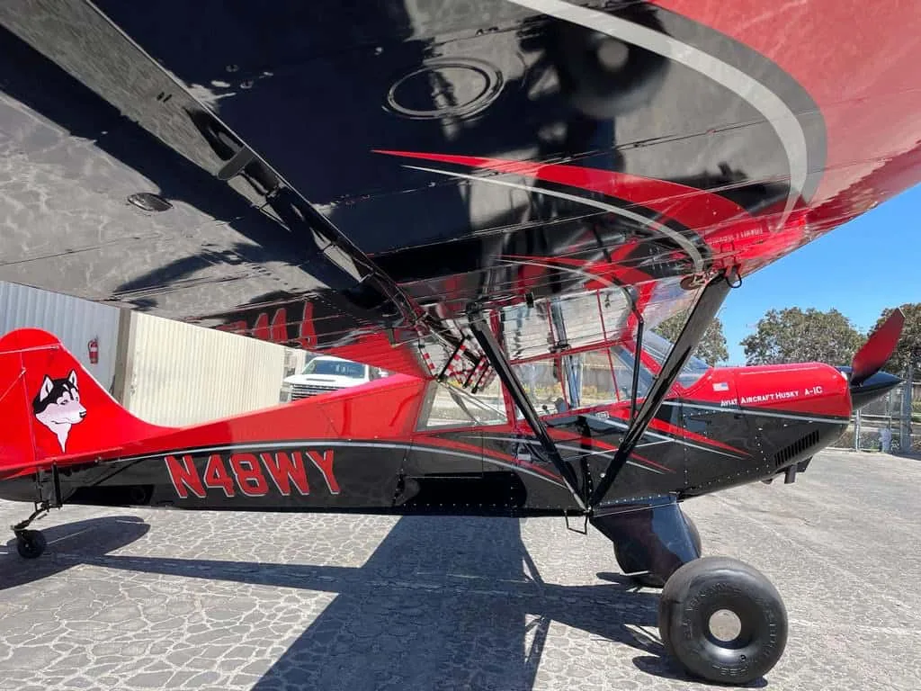 Engine detail of a 2021 Aviat Husky A-1C-180.