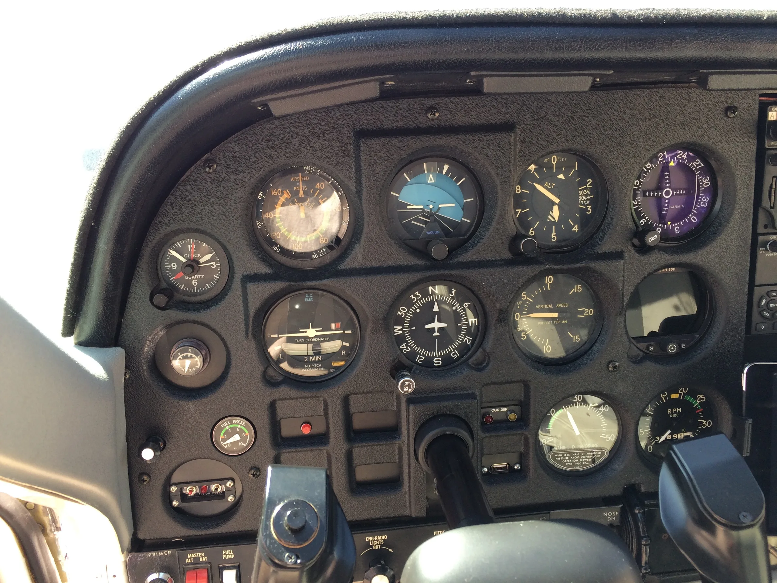 Cockpit and instrument panel of a aircraft.