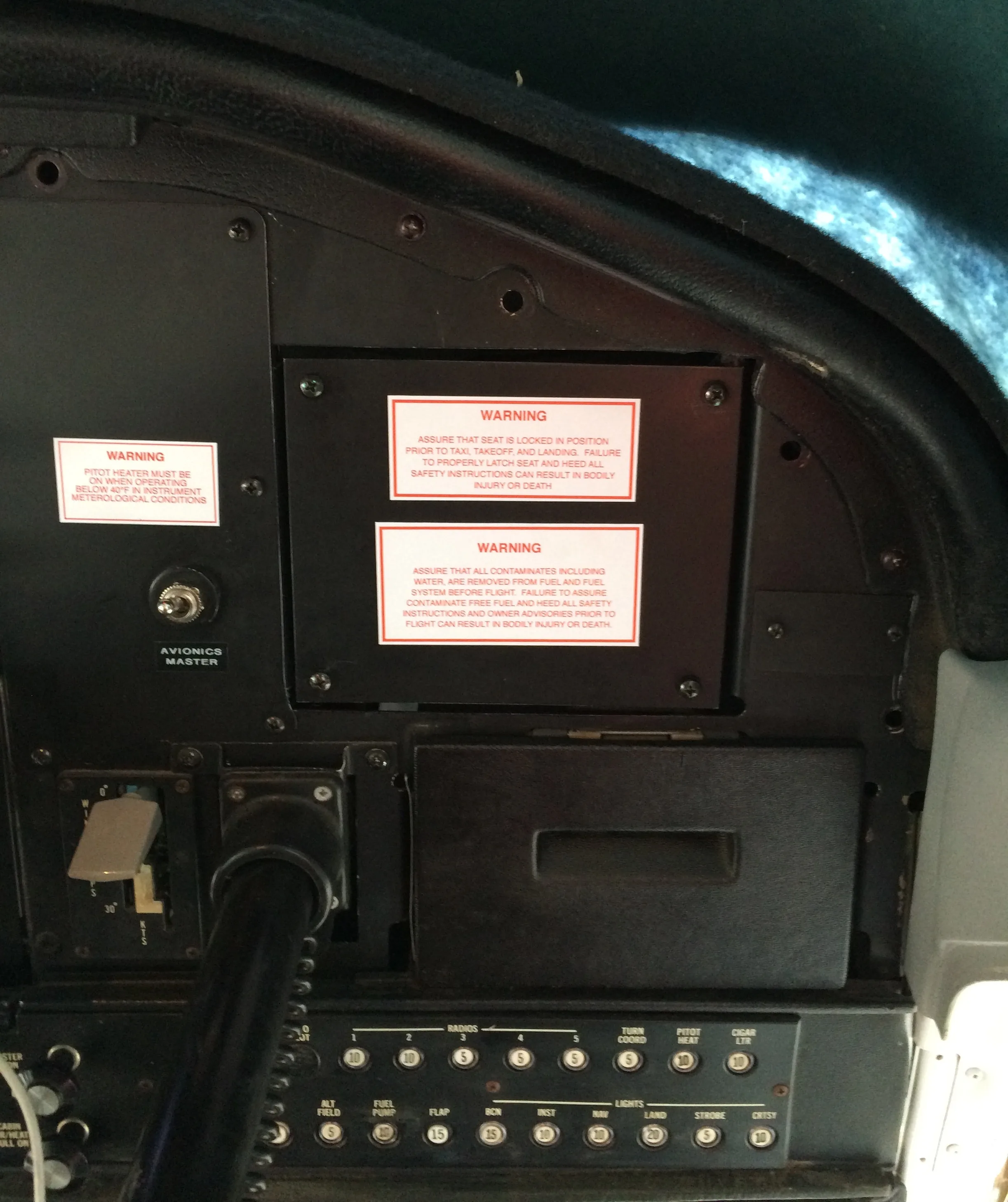 Avionics suite of a aircraft.