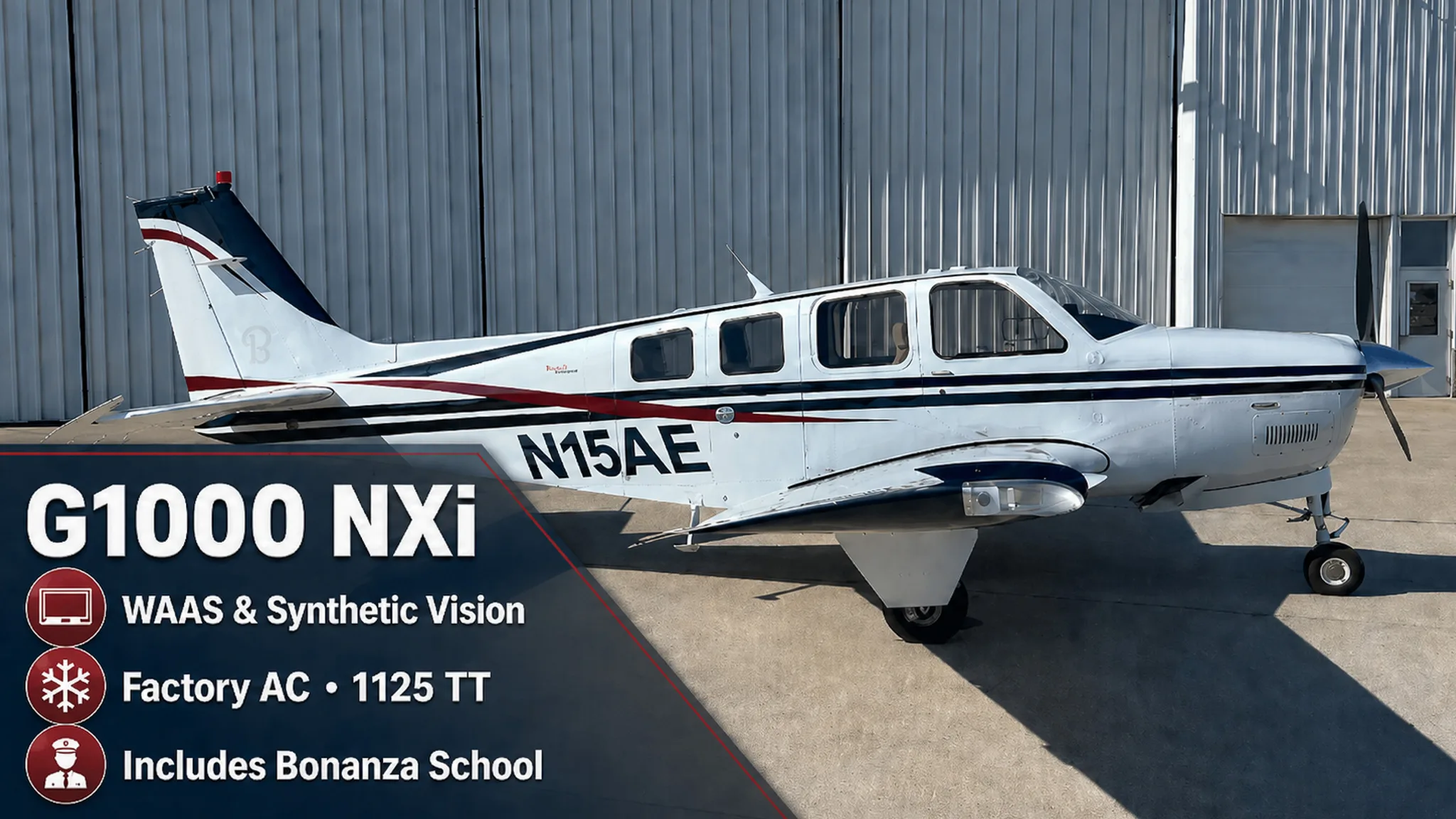 Exterior view of a 1977 Beechcraft BONANZA A36.