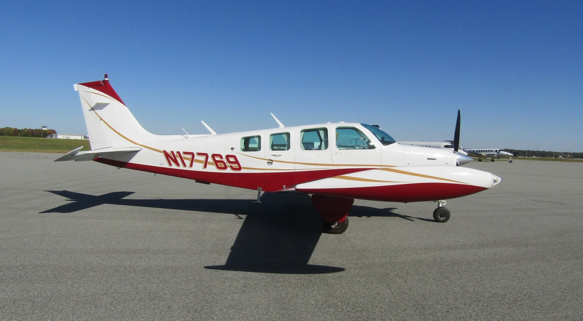 Exterior view of a 1977 Beechcraft BONANZA A36.