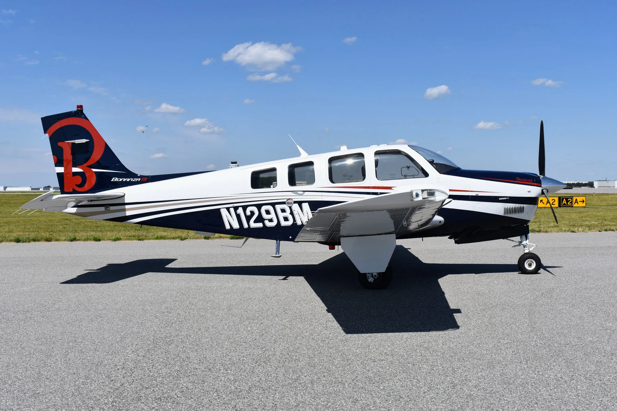 Exterior view of a 2001 Beechcraft N4104T 2001 A36 Bonanza.