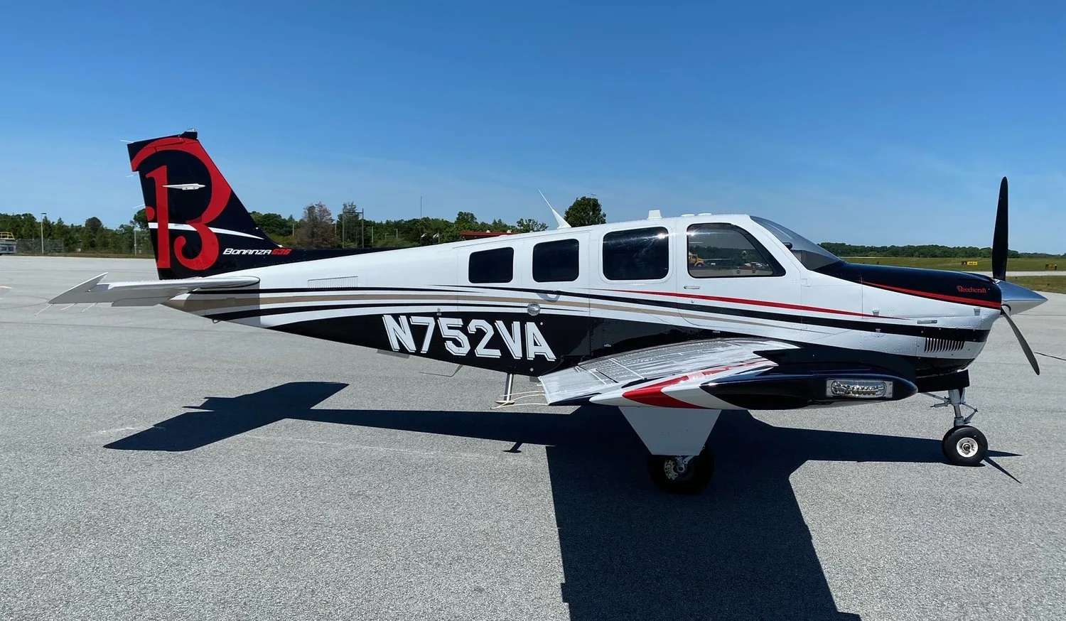 Exterior view of a 2017 Beechcraft N752VA 2017 BONANZA G36 NXi.