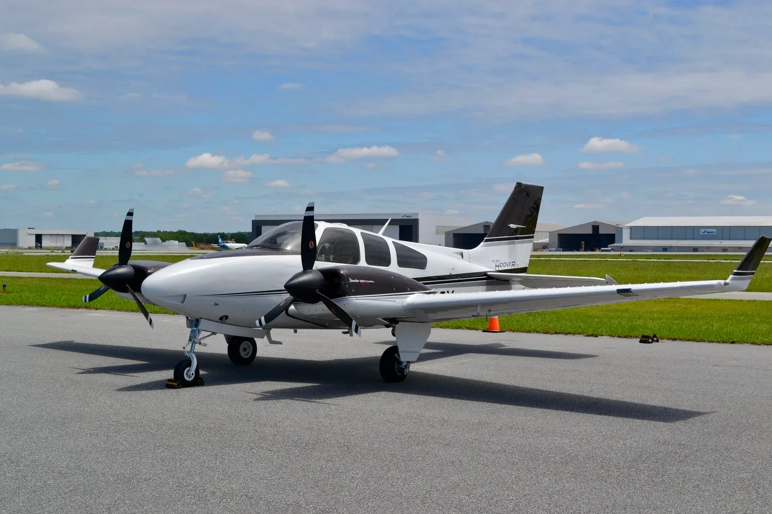 Exterior view of a 1980 Beechcraft B55 President II Baron — Carolina Jet.
