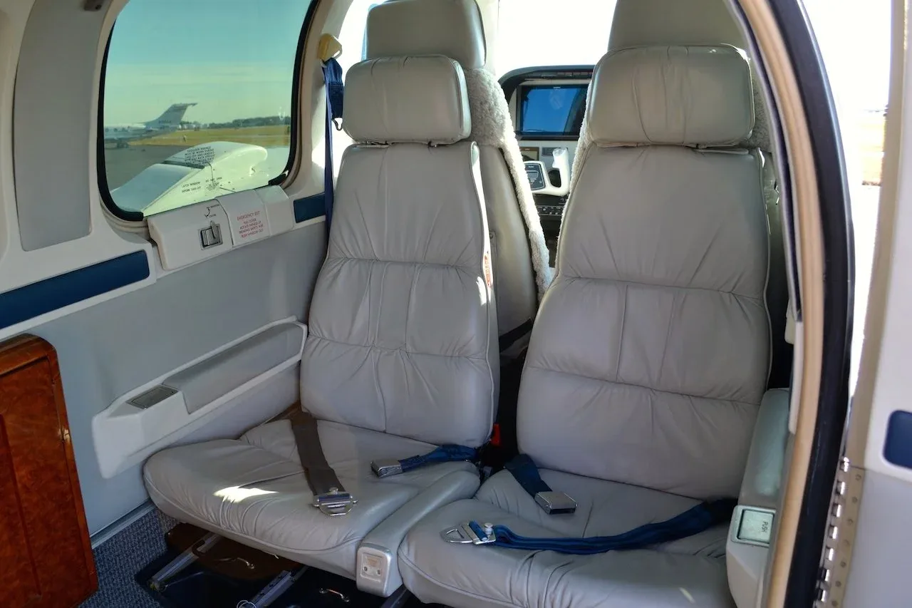 Cabin interior of a 1998 Beechcraft 58 Baron — Carolina Jet.