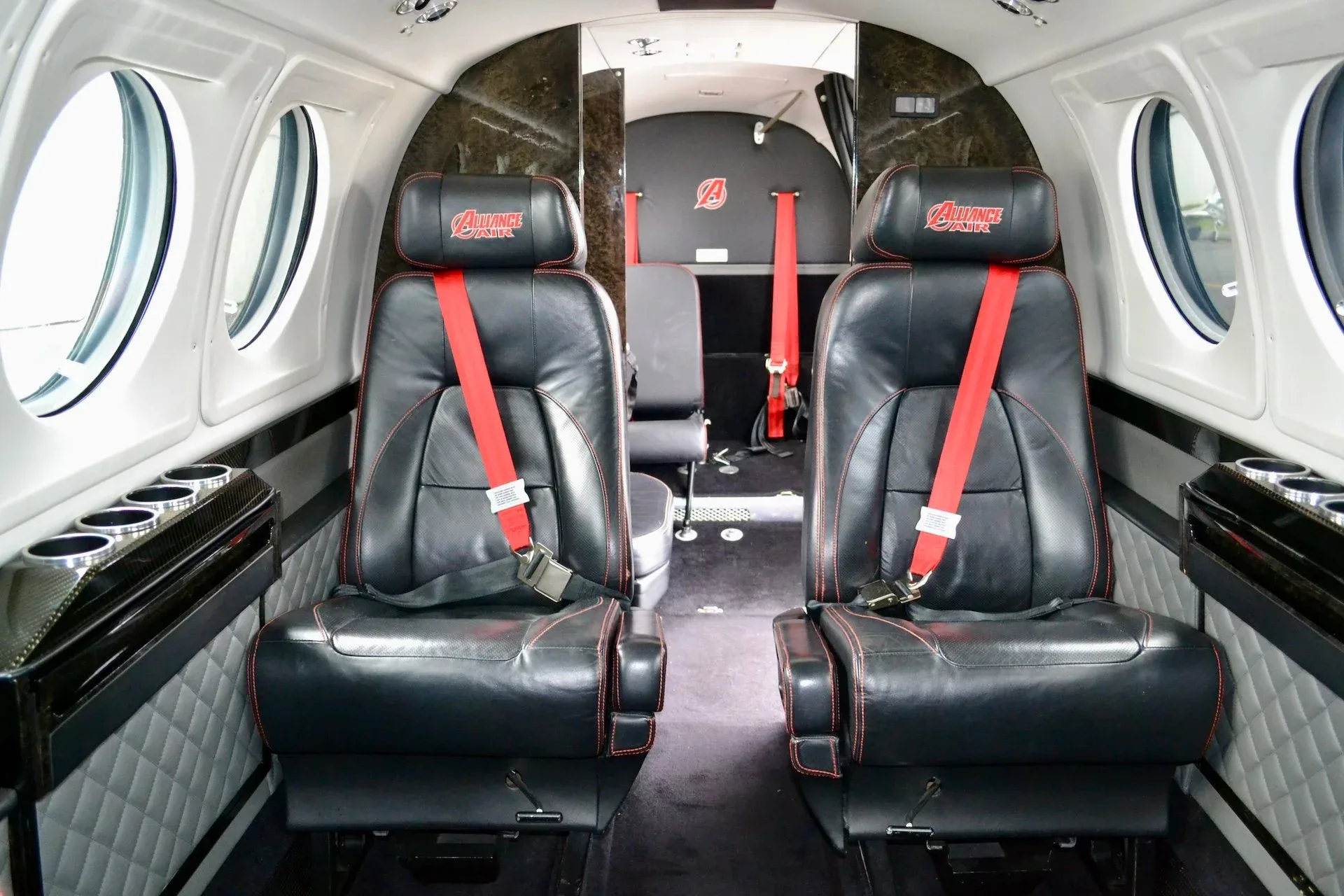 Cabin interior of a 1998 Beechcraft KING AIR B200 — Carolina Jet.