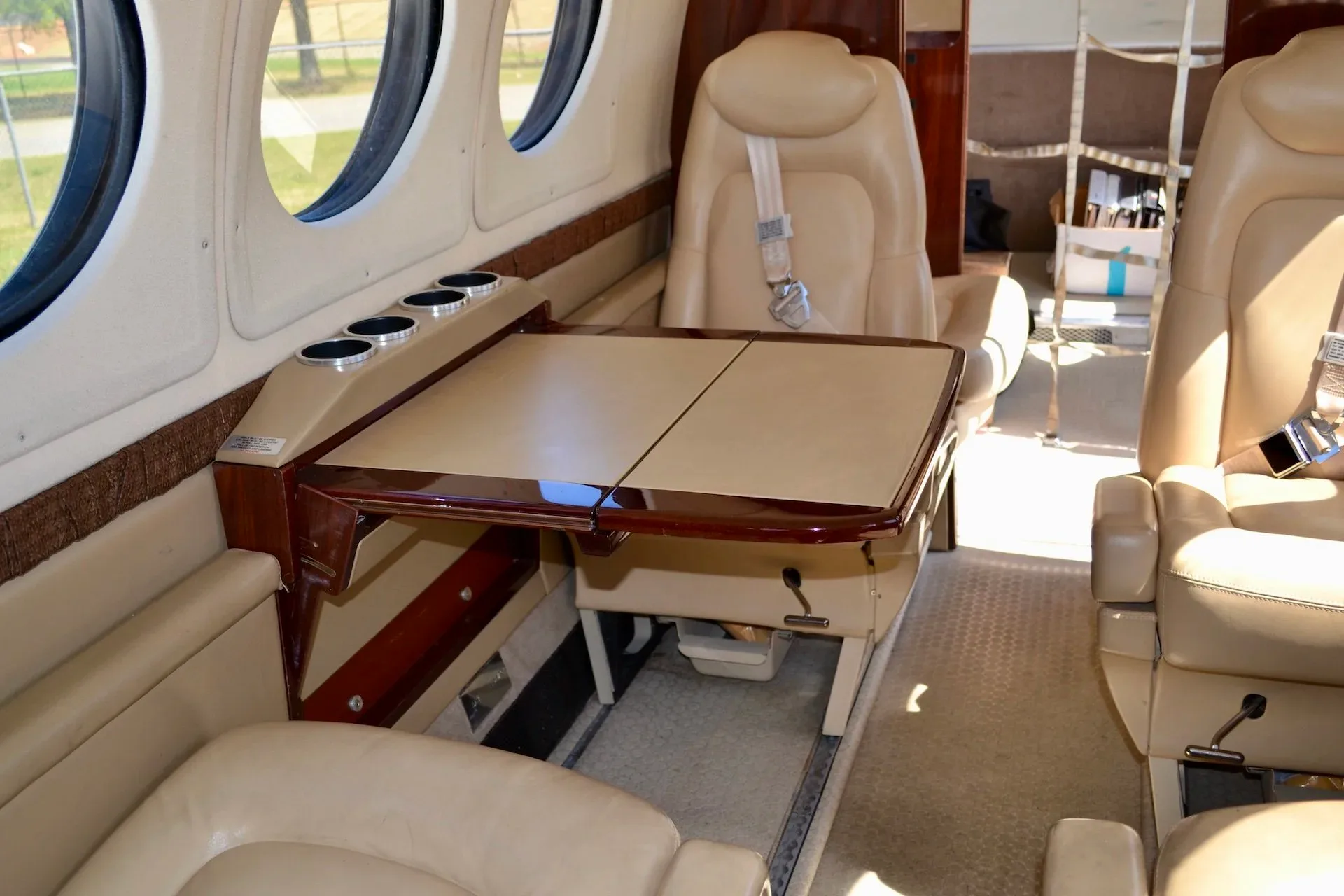 Cabin interior of a 2005 Beechcraft KING AIR B200 — Carolina Jet.