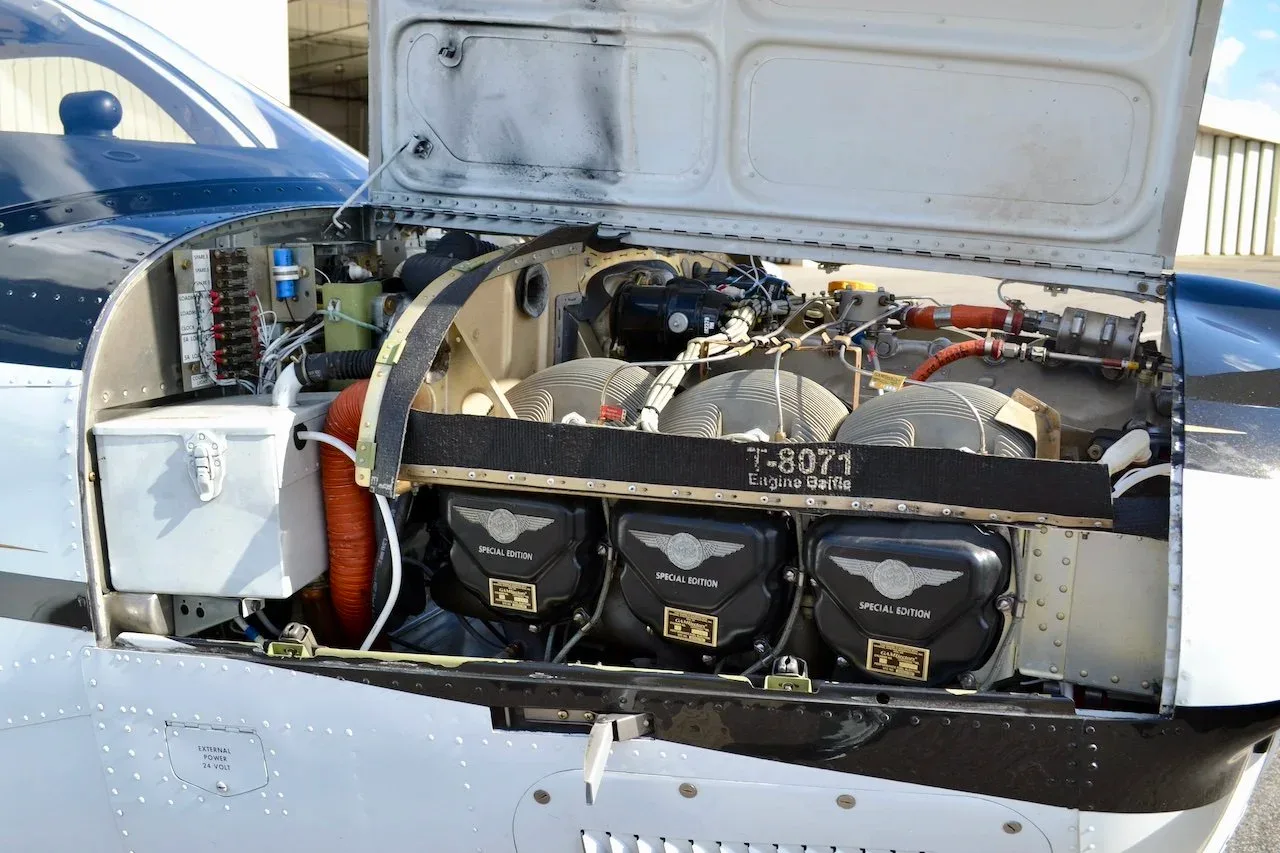 Engine detail of a 2006 Beechcraft G36 Bonanza — Carolina Jet.